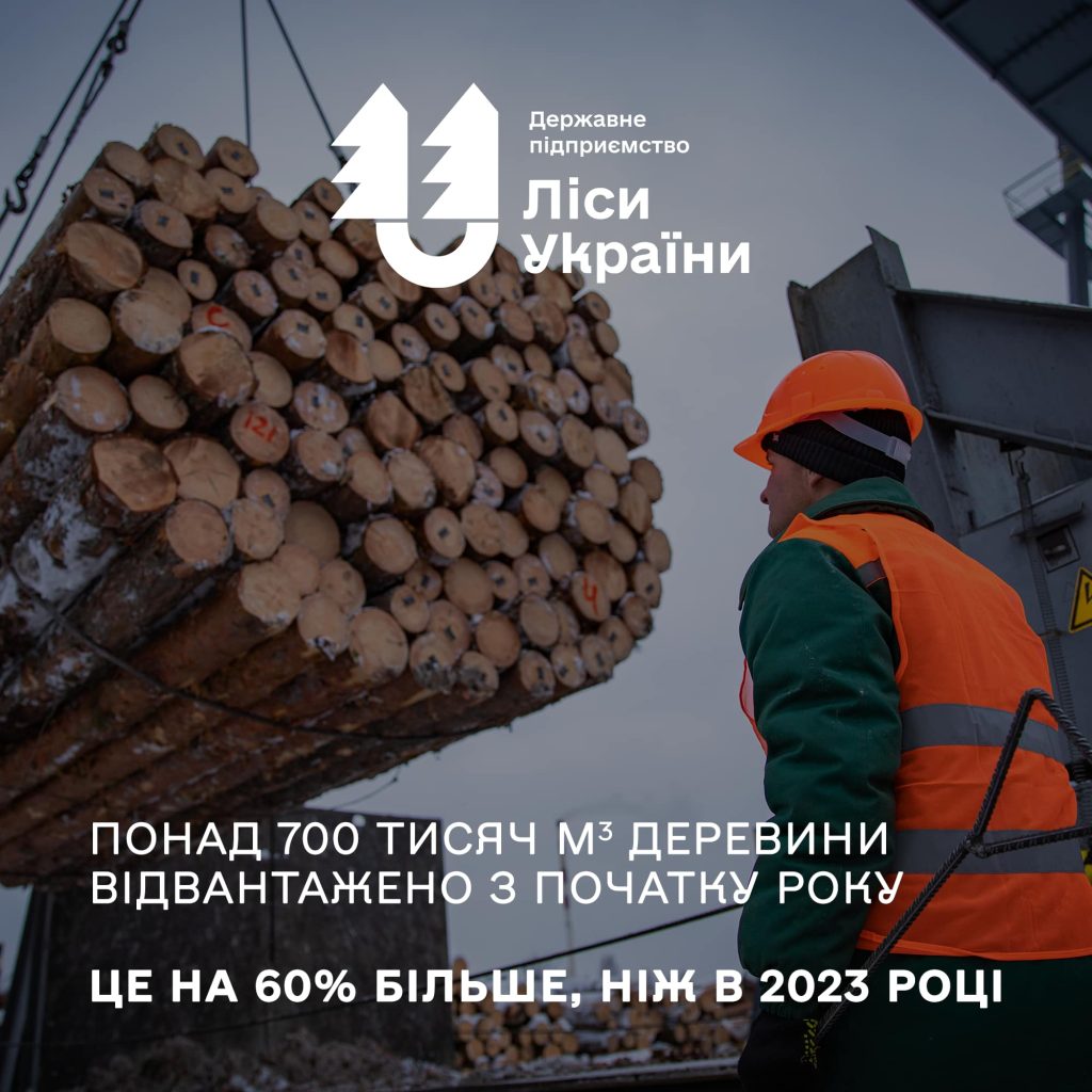 З початку року ДП “Ліси України” відвантажило понад 700 тис. куб. м деревини