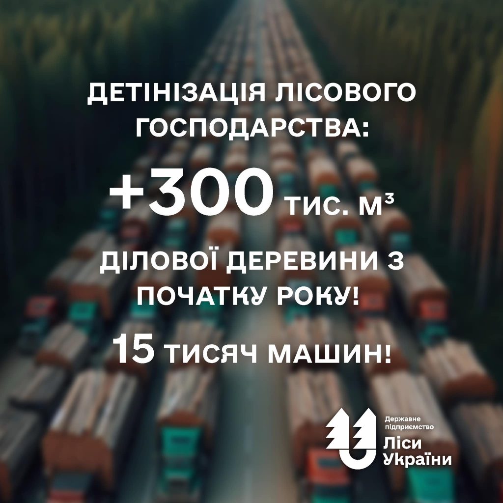 “Детінізація лісового господарства: +300 тис. м³ ділової деревини з початку року! 15 тисяч машин!”, – генеральний директор Юрій Болоховець