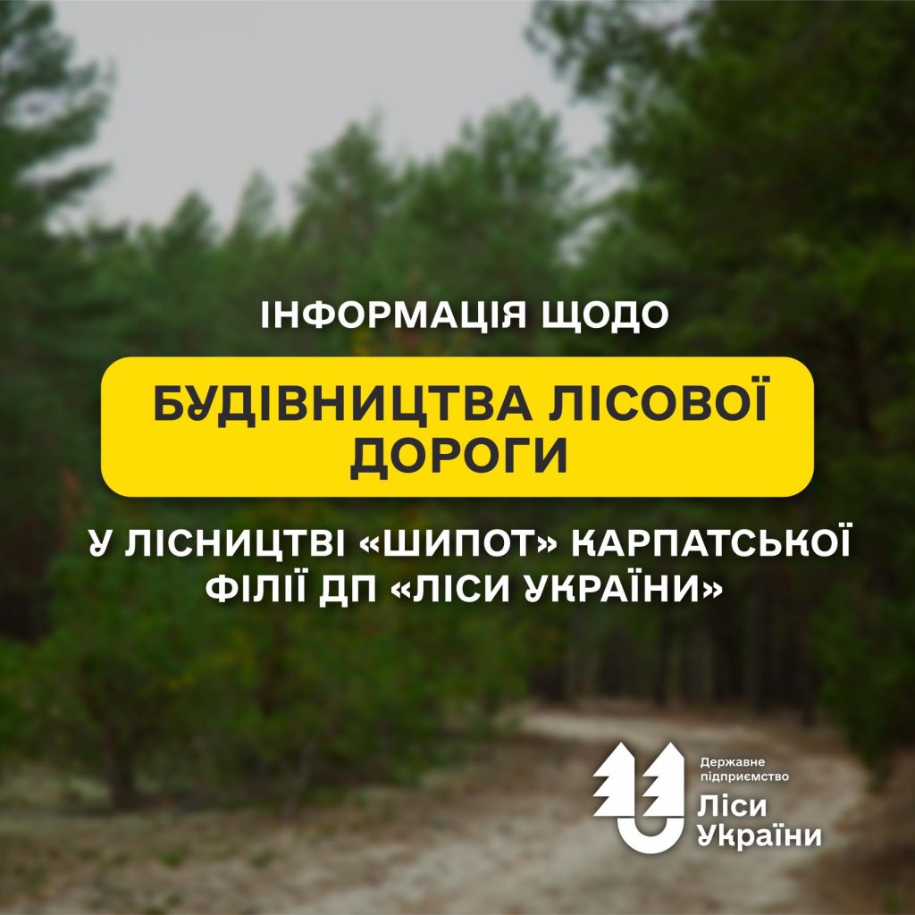Інформація щодо будівництва лісової дороги у лісництві «Шипот» Карпатської філії ДП «Ліси України»