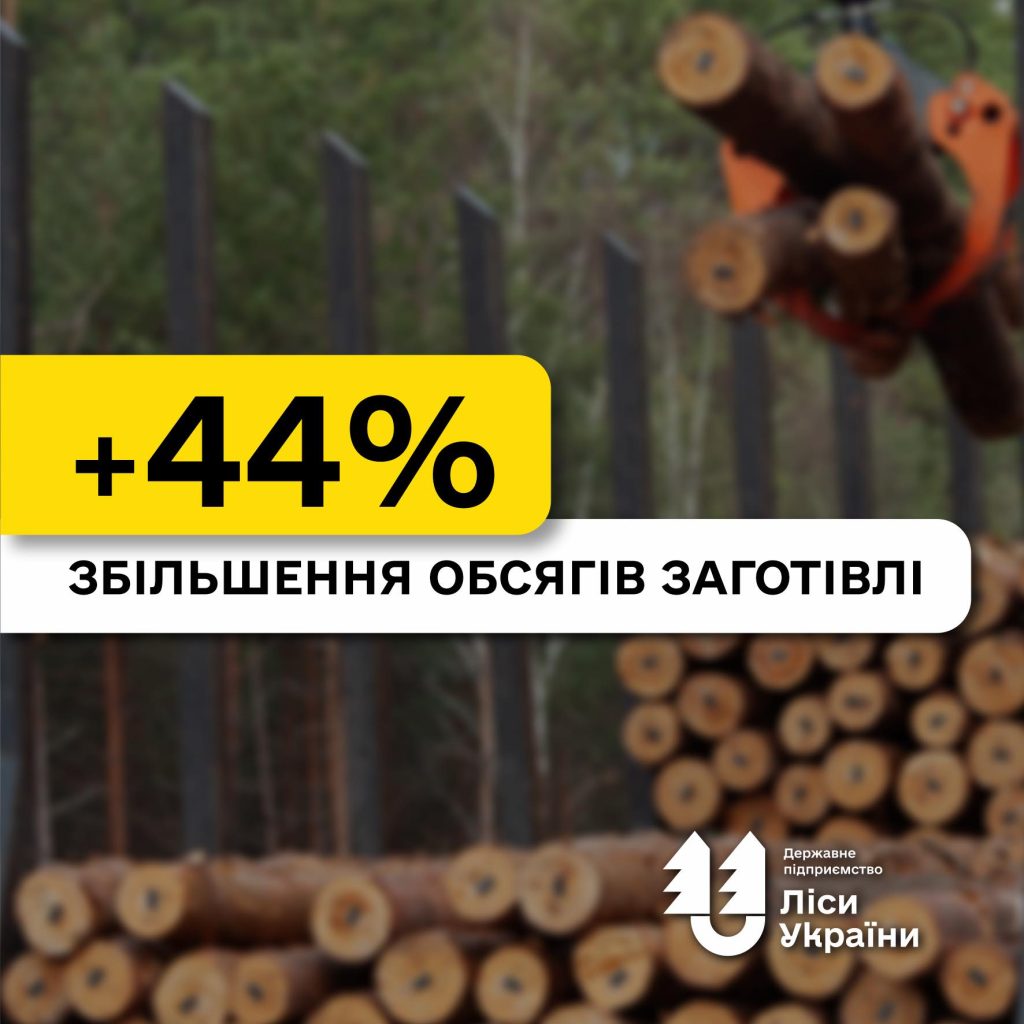 ДП «Ліси України» збільшило обсяги заготівлі на 44%
