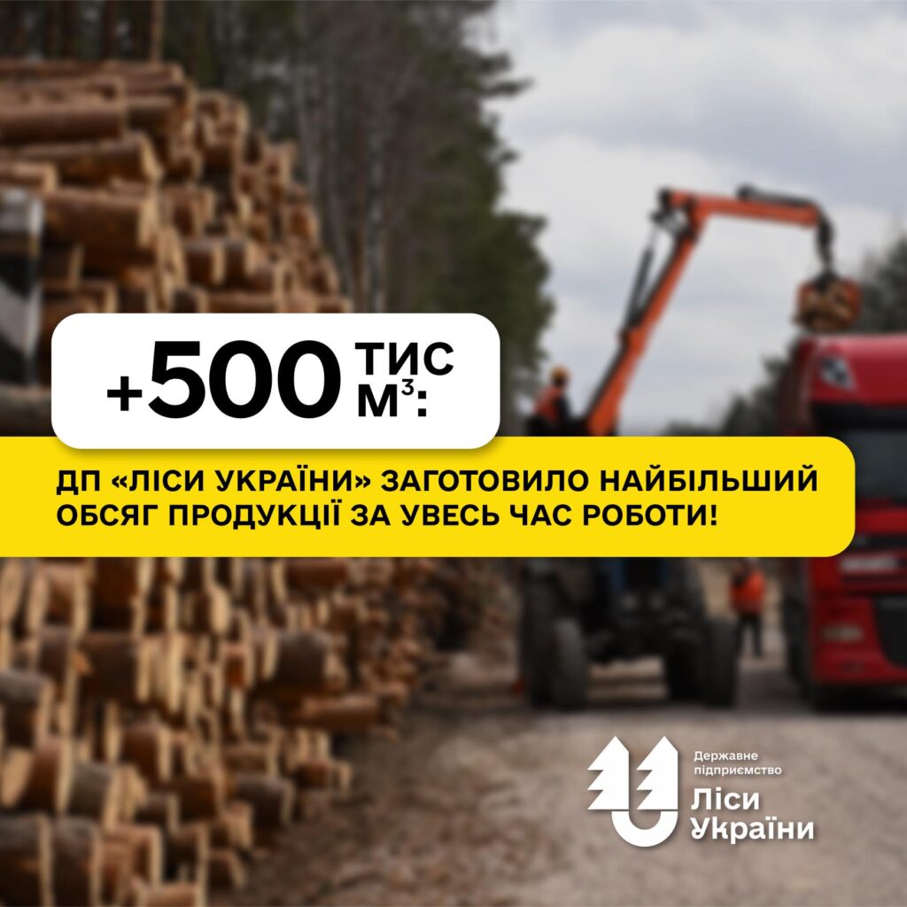 + 500 тис. м³: ДП «Ліси України» заготовило найбільший обсяг продукції за увесь час роботи!