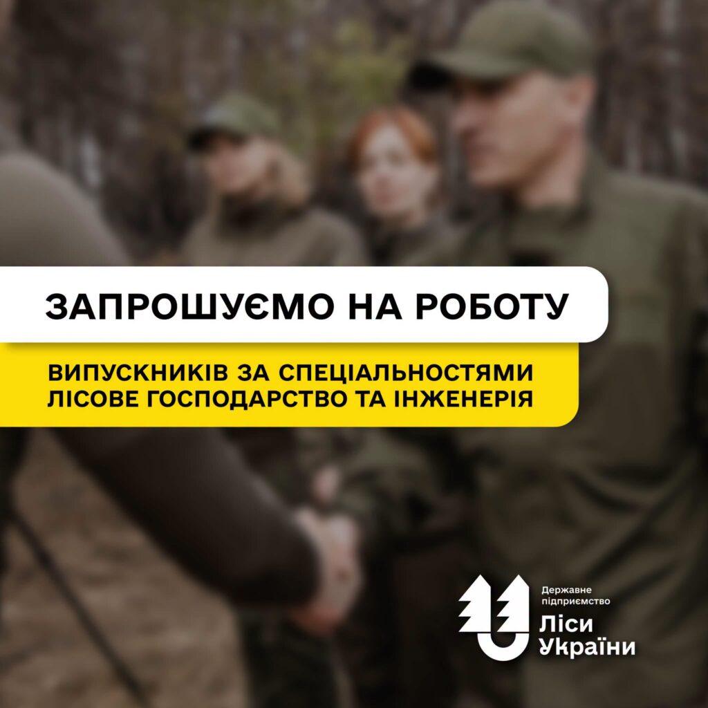 Відкриваємо банк вакансій для старту кар’єри: ДП «Ліси України» запрошує на роботу випускників за спеціальностями лісове господарство та інженерія